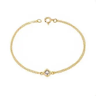 Βραχιόλι Senza Silver 925 Gold Plated, ρόμβος με διαφανές ζιργκόν