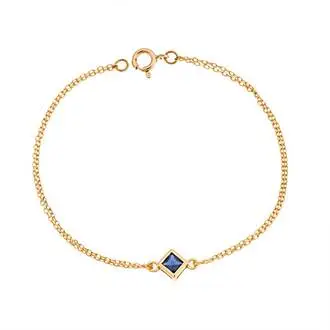 Βραχιόλι Senza Silver 925 Gold Plated, ρόμβος με μπλε ζιργκόν