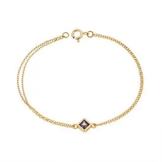 Βραχιόλι Senza Silver 925 Gold Plated, ρόμβος με μωβ ζιργκόν