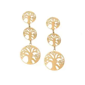 Σκουλαρίκια Γυναικεία SENZA Gold Plated Steel, Δέντρο της Ζωής