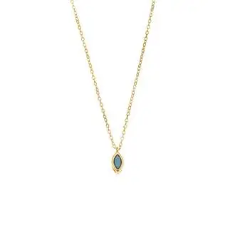 Μενταγιόν Senza Silver 925 Gold Plated, φύλλο με τυρκουάζ ζιργκόν