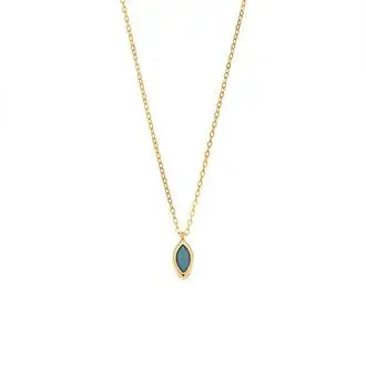 Μενταγιόν Senza Silver 925 Gold Plated, φύλλο με τυρκουάζ ζιργκόν