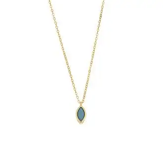 Μενταγιόν Senza Silver 925 Gold Plated, φύλλο με τυρκουάζ ζιργκόν