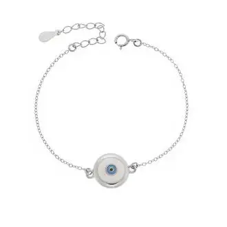 Βραχιόλι Senza Silver 925, στρογγυλό ματάκι με σμάλτο