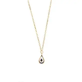 Κολιέ Senza Silver 925 Gold Plated, Ματάκι σχήμα σταγόνας με σμάλτο
