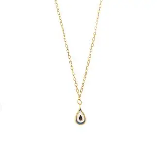 Κολιέ Senza Silver 925 Gold Plated, Ματάκι σχήμα σταγόνας με σμάλτο