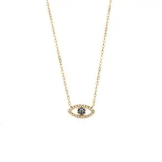 Κολιέ Senza Silver 925 Gold Plated, Ματάκι με ζιργκόν