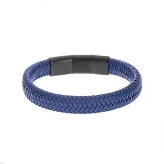 Βραχιόλι Senza Men&#039;s Stainless Steel - Blue Leather Strap