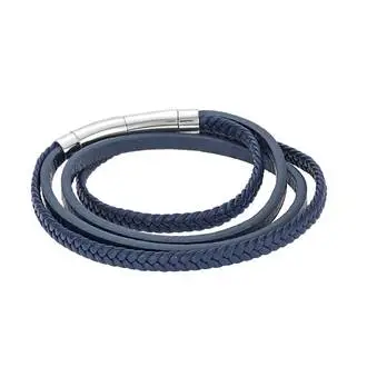 Βραχιόλι Senza Men&#039;s Steel Blue Leather Strap