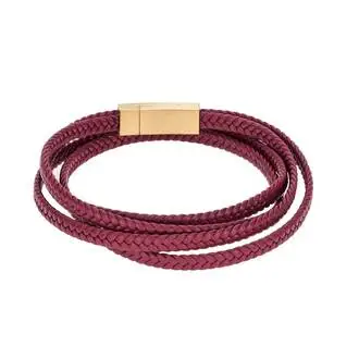 Βραχιόλι Senza Men&#039;s Steel Red Leather Strap