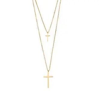 Κολιέ Μακρύ Διπλό Σταυρός SΕΝΖΑ Gold Plated Stainless Steel