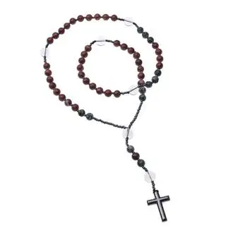 Κολιέ Men&#039;s Senza Multicolor Stones with Steel Cross