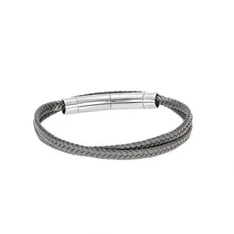 Βραχιόλι Senza Men&#039;s Steel Grey Leather Strap