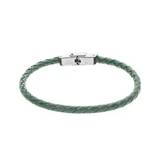 Βραχιόλι Senza Men&#039;s Steel Green Leather Strap