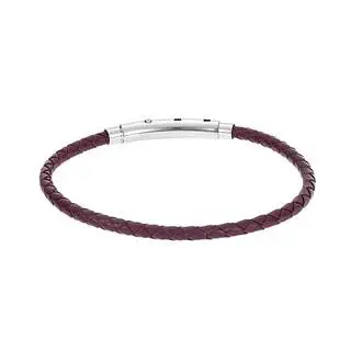 Βραχιόλι Senza Men&#039;s Steel Brown Leather Strap