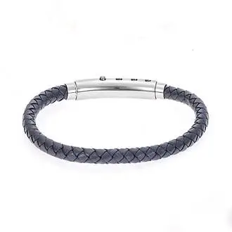 Βραχιόλι Senza Men&#039;s Steel Grey Leather Strap