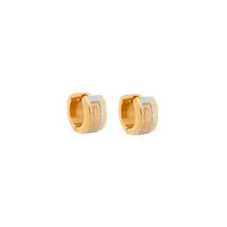Σκουλαρίκια SENZA Gold Plated Steel, κρίκος δίχρωμος με μαίανδρο 1.3 cm