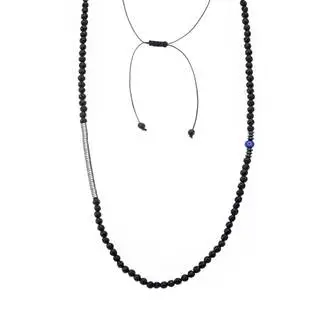 Κολιέ-Ροζάριο Unisex Senza Hematite &amp; Lava Stones