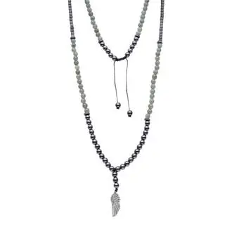 Κολιέ-Ροζάριο Unisex Senza Hematite &amp; Aventurine Stones with Steel