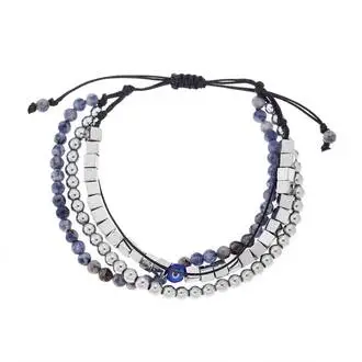 Βραχιόλι Unisex Senza Hematite &amp; Sodalite Stones with Steel