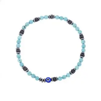 Βραχιόλι Unisex Senza Hematite &amp; Turquoise Stones with Lava