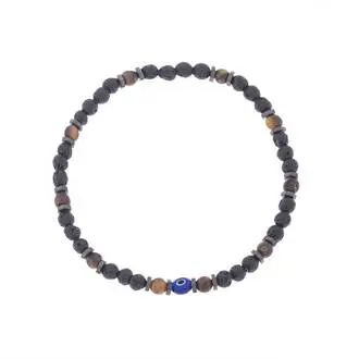 Βραχιόλι Unisex Senza Hematite &amp; Tiger eye Stones with Lava