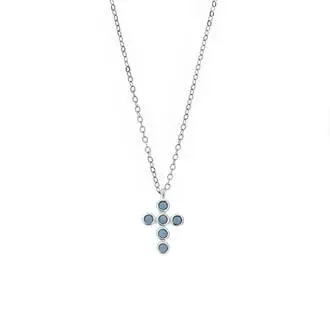 Μενταγιόν Senza Silver 925, σταυρουδάκι με τυρκουάζ ζιργκόν