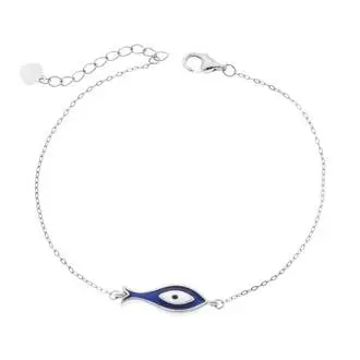 Βραχιόλι Senza Silver 925, Ματάκι σχήμα ψαράκι με σμάλτο