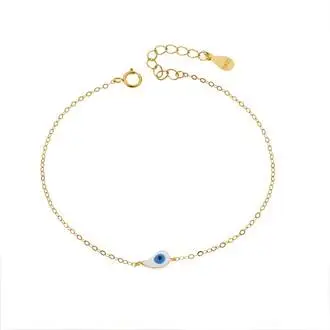 Βραχιόλι Senza Silver 925 Gold Plated, ματάκι με λευκό &amp; γαλάζιο σμάλτο