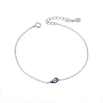 Βραχιόλι Senza Silver 925, ματάκι με μπλε σμάλτο
