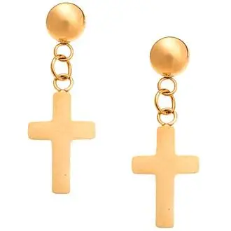 Σκουλαρίκια Γυναικεία SENZA Steel Gold Plated με σταυρό