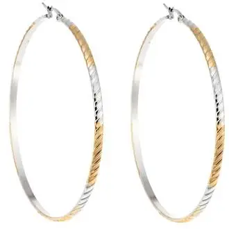 Σκουλαρίκια Κρίκοι SENZA Gold Plated Steel Δίχρωμο 7 cm