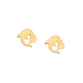 Σκουλαρίκια Γυναικεία SENZA Gold Plated Steel με δελφίνι