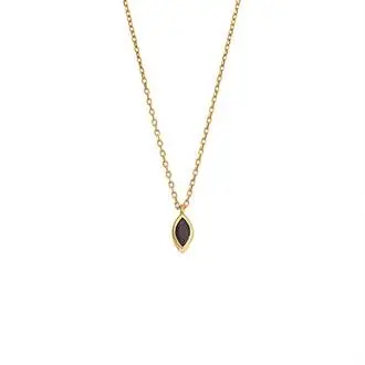 Μενταγιόν Senza Silver 925 Gold Plated, φύλλο με μαύρο ζιργκόν