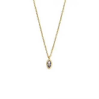 Μενταγιόν Senza Silver 925 Gold Plated, φύλλο με γαλάζιο ζιργκόν