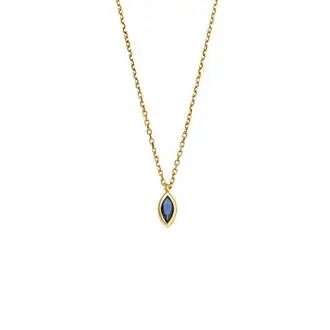 Μενταγιόν Senza Silver 925 Gold Plated, φύλλο με μπλε ζιργκόν