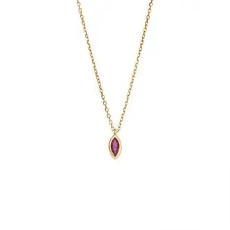 Μενταγιόν Senza Silver 925 Gold Plated, φύλλο με φούξια ζιργκόν