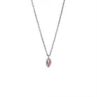 Μενταγιόν Senza Silver 925, φύλλο με ροζ ζιργκόν