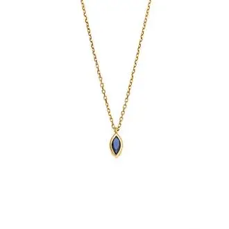 Μενταγιόν Senza Silver 925 Gold Plated, φύλλο με μπλε ζιργκόν