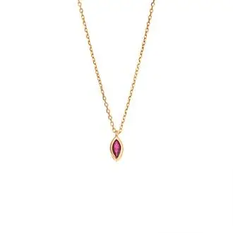 Μενταγιόν Senza Silver 925 Gold Plated, φύλλο με φούξια ζιργκόν