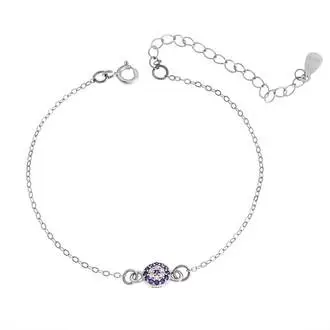 Βραχιόλι Senza Silver 925, επιπλατινωμένο ματάκι στόχος με ζιργκόν πέτρες