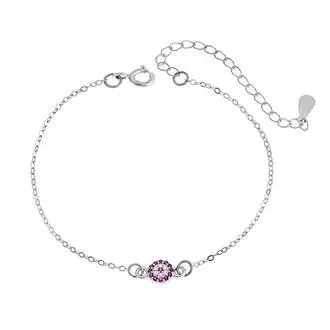 Βραχιόλι Senza Silver 925, επιπλατινωμένο ματάκι στόχος με ζιργκόν πέτρες