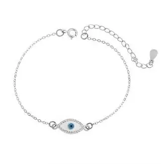Βραχιόλι Senza Silver 925, επιπλατινωμένο Ματάκι με ζιργκόν πέτρες