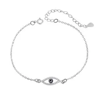 Βραχιόλι Senza Silver 925, επιπλατινωμένο Ματάκι με ζιργκόν πέτρες