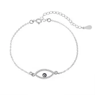 Βραχιόλι Senza Silver 925, επιπλατινωμένο Ματάκι με ζιργκόν πέτρες