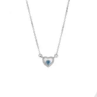Κολιέ Senza Silver 925, Ματάκι καρδιά με σμάλτο και ζιργκόν