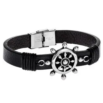 Βραχιόλι Senza Men&#039;s Steel Leather Strap