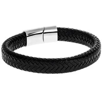 Βραχιόλι Senza Men&#039;s Steel Leather Strap