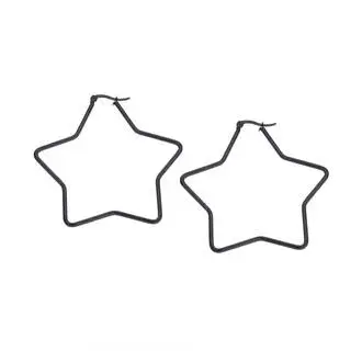 Σκουλαρίκια Senza Steel 6 cm Black Plated