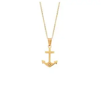 Μοτίφ Senza Men&#039;s Steel, Άγκυρα με λευκή πέτρα από επιχρυσωμένο ατσάλι